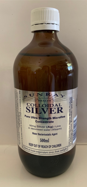 Pure Microfine Colloidal Silver. 50ppm. Silver (Ag)/Lt. In de-ionised water. 500ml.